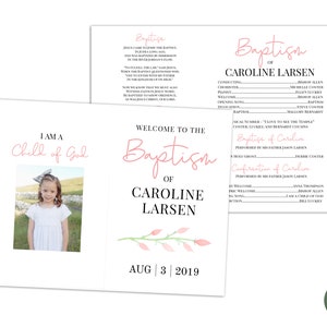 EDITABLE, LDS Baptism Program Template, Printable Baptism Program, Lds girl baptism, Lds baptism, DIY, Editable Template, Floral, watercolor