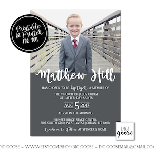 SAME DAY // Boy LDS Baptism // Invitation // modern Baptism Invitation // boy // Baptism Invite // Photo Baptism Invitation // Printable