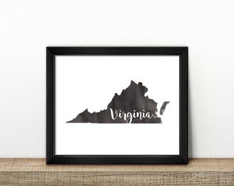 CLEARANCE // VIRGINIA state Map // Watercolor art print // Virginia Poster // Virginia painting // US state map print // Home Decor / travel