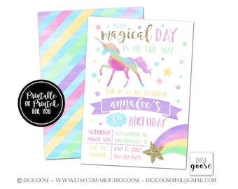 UNICORN Invitation, RAINBOW Invitation, Magical Birthday Invitation, Unicorn Birthday Invitation, Rainbow Birthday Invite, Unicorn Party