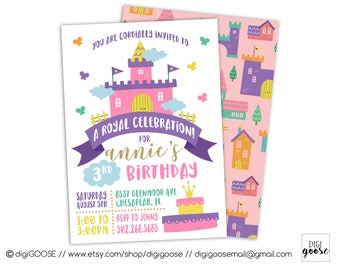 PRINCESS INVITATIONS // Princess Birthday Invite // Princess Party Invitation // Royal Birthday Invitation // Princess 1st Birthday