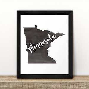 CLEARANCE // MINNESOTA state map // Watercolor art print // Poster / Wall Art // State painting // US state map print // Home Decor // brush