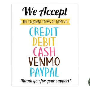 EDITABLE download, CLEARANCE, We Accept Credit Card Sign, Bake Sale Sign, Fundraiser Sign, Payment Sign, Bake Sale Poster, Fundraiser Poster