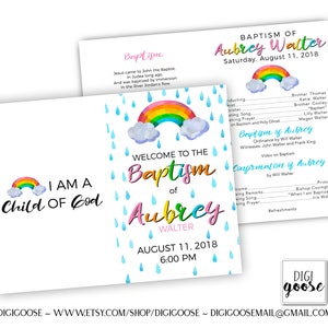 SAME DAY // Baptism Program // Baptism // LDS baptism // Lds Girl Baptism invitation // Personalized // Printable // Rainbow // Editable
