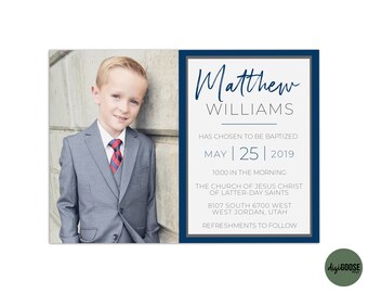 EDITABLE, LDS Baptism Invitation Template, Printable Baptism Announcement, Lds boy baptism, Lds baptism, DIY, Instant Download