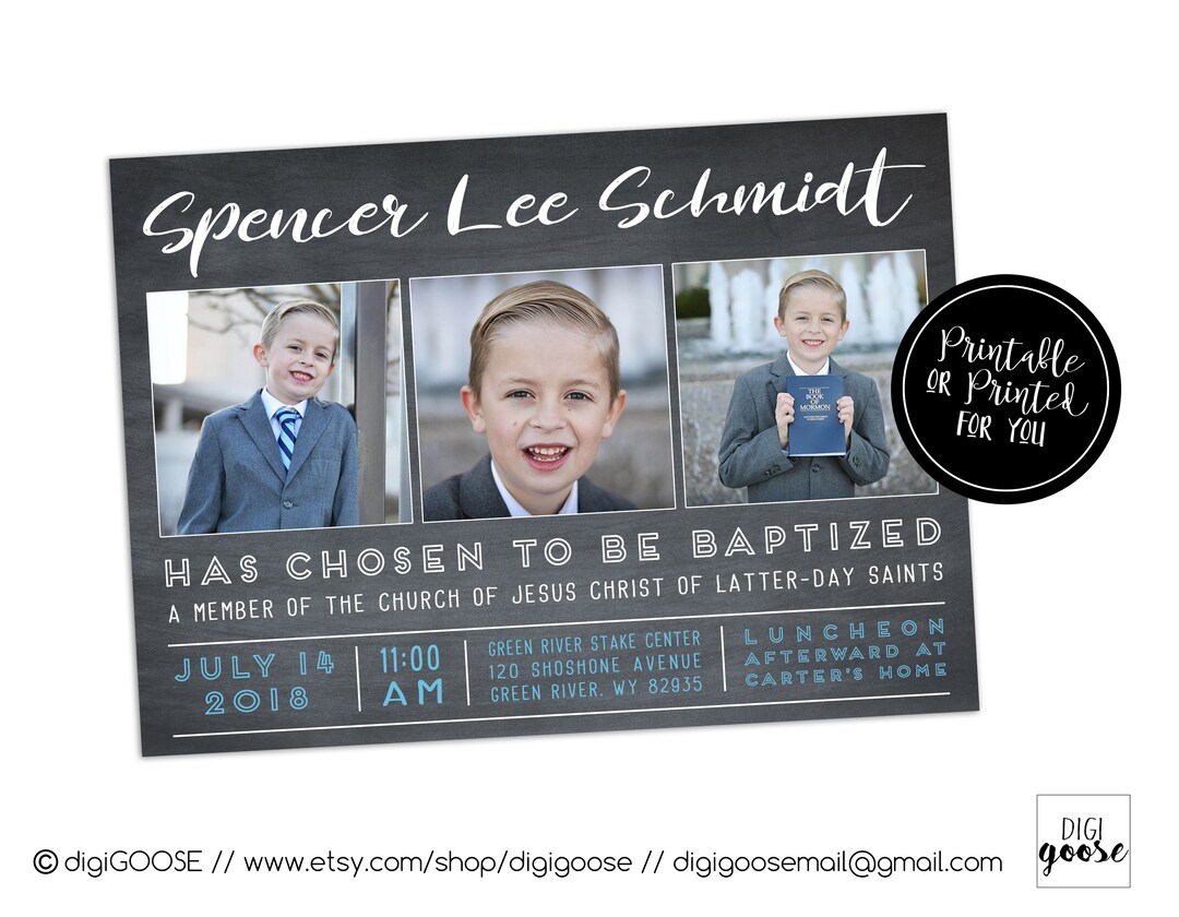 SAME DAY // Baptism Invitation // Baptism Announcement // LDS Baptism // Boy Baptism Invitation