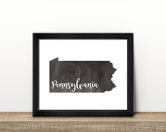 CLEARANCE // PENNSYLVANIA state // Watercolor art print // Wall Art // Pennsylvania painting // US state map print // Home Decor // travel