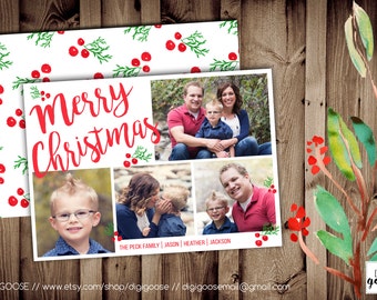 MERRY CHRISTMAS 4 pictures // Photoshop Christmas Card Template // Photographers Christmas Card Template // Holiday Card Templates // DG155