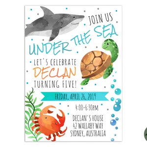 EDITABLE, Under the Sea TEMPLATE Invitation, Printable Under the Sea Birthday Invite, Pool Party ...