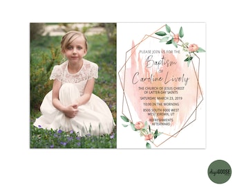EDITABLE, LDS Baptism Invitation Template, Printable Baptism Announcement, Lds girl baptism, Lds baptism, DIY, Instant Download, Christening