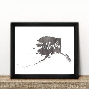 CLEARANCE // ALASKA state map // Watercolor art print // Poster // Travel // Wall Art // ALASKA painting // Us state map print // Home Decor