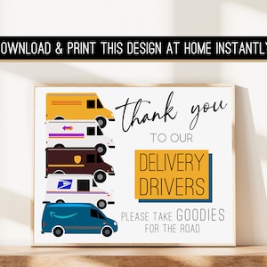 INSTANT / Delivery driver thank you sign / Take a treat / 8x10 delivery driver snack sign / delivery driver mail sign / digital download