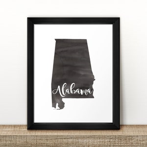 CLEARANCE // ALABAMA state map // Watercolor art // Travel // Wall Art // Alabama painting // US state map print // Home Decor // brush