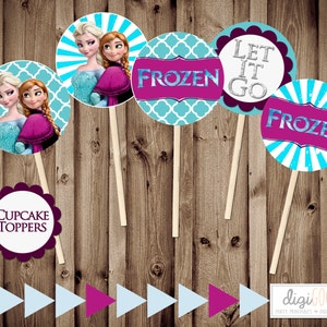 50% off -- INSTANT Download -- FROZEN Cupcake Toppers -- Tags -- Printable