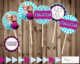 50% off -- INSTANT Download -- FROZEN Cupcake Toppers -- Tags -- Printable