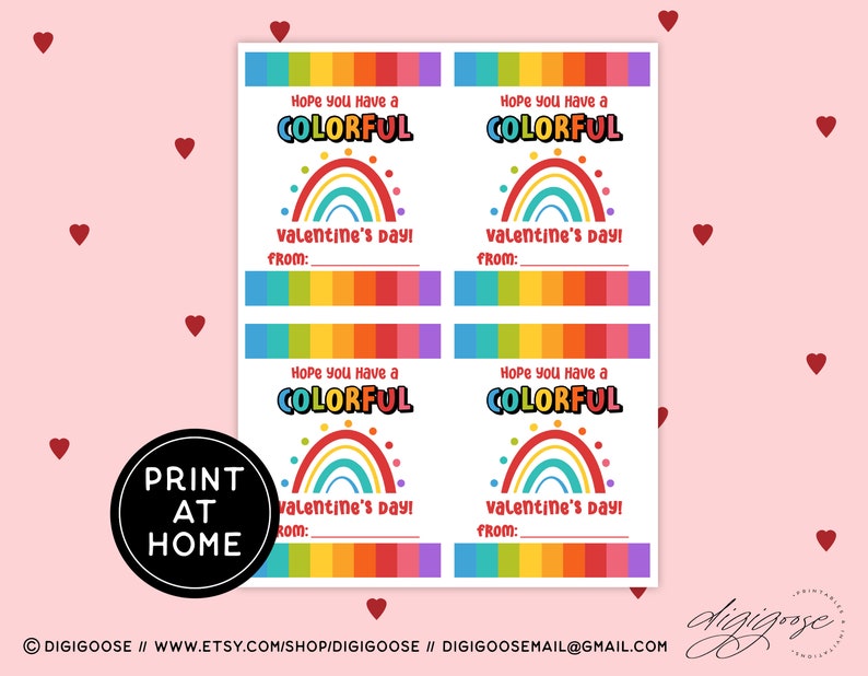 Valentine Card Printable / Printables for Kids / Instant Download ...