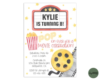 EDITABLE, Movie Party Invitation TEMPLATE, Printable Movie Invite, Movie Party, Movie Birthday, Movie Night, Editable, DIY, Instant Download