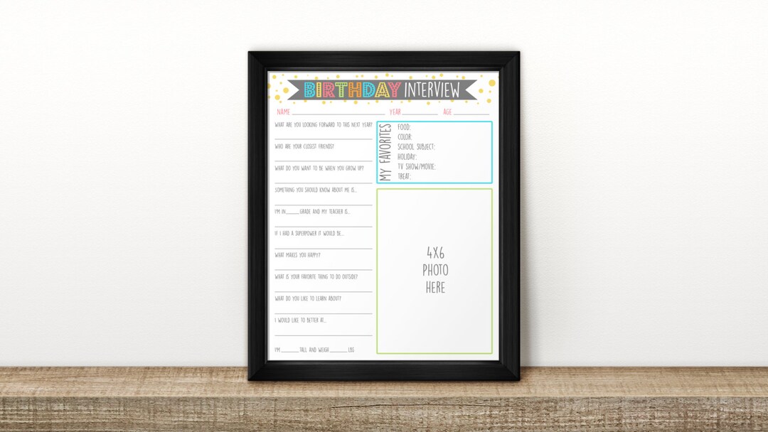 Colorful BIRTHDAY INTERVIEW Printable // Birthday Keepsake // Birthday ...