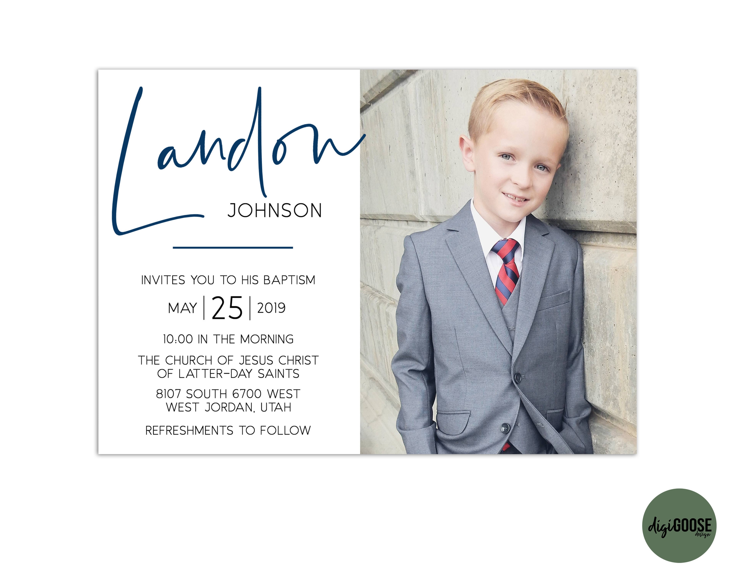 EDITABLE, LDS Baptism Invitation Template, Printable Baptism Announcement, Lds boy baptism, Lds baptism, DIY, Instant Download