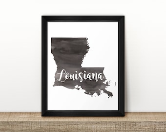 CLEARANCE // LOUISIANA state map // Watercolor art print // Poster // Travel // Wall Art // Louisiana painting // US map print // Home Decor
