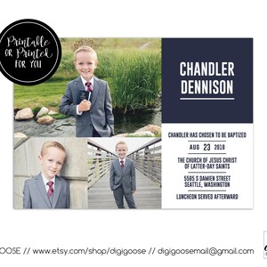 SAME DAY // LDS Baptism Invitation // Lds Boy Baptism Invitations // Baptism Announcement //Boy Lds Invite // Boys Baptism Invitations