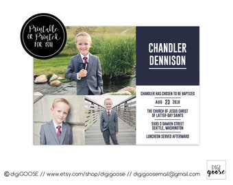 SAME DAY // LDS Baptism Invitation // Lds Boy Baptism Invitations // Baptism Announcement //Boy Lds Invite // Boys Baptism Invitations