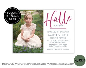 SAME DAY // Baptism invitation // Baptism announcement // LDS baptism // Lds Girl Baptism // Personalized // Printable // Christening