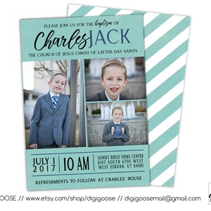 SAME DAY // LDS Baptism Invitations // Lds Boy Baptism Invitation // Christening Invite, Digital Baptism Invitation, Printable  Announcement