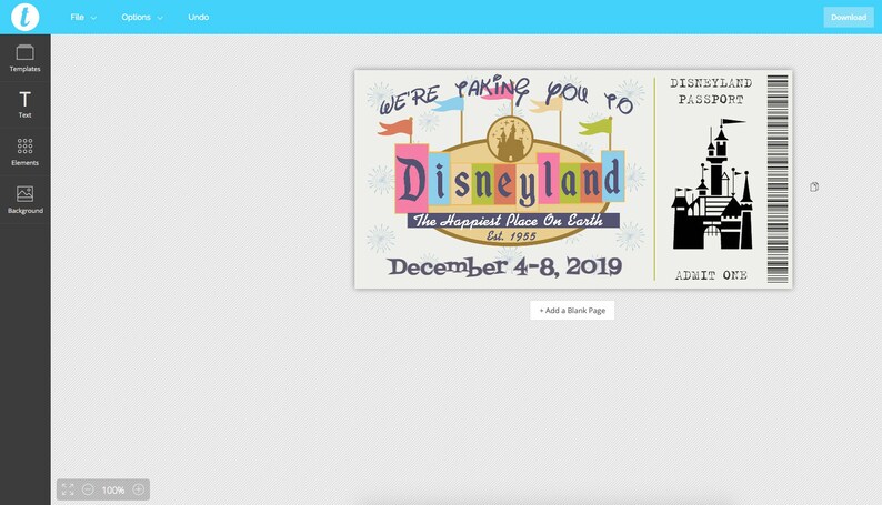 EDITABLE Disneyland Gift Card Disneyland Disneyworld | Etsy