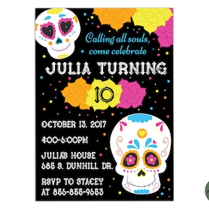 EDITABLE, TEMPLATE, Printable Dia de los Muertos Birthday Invitation, Day of the Dead Party, Sugar Skull Invite DIY, Instant Download