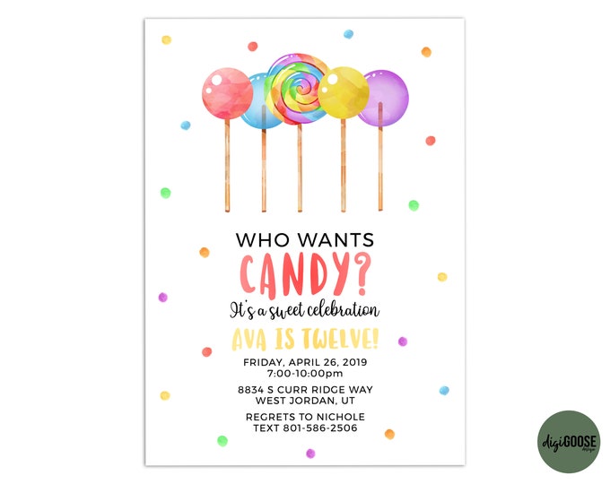 EDITABLE Candy Shop Invitation TEMPLATE Printable Candy - Etsy