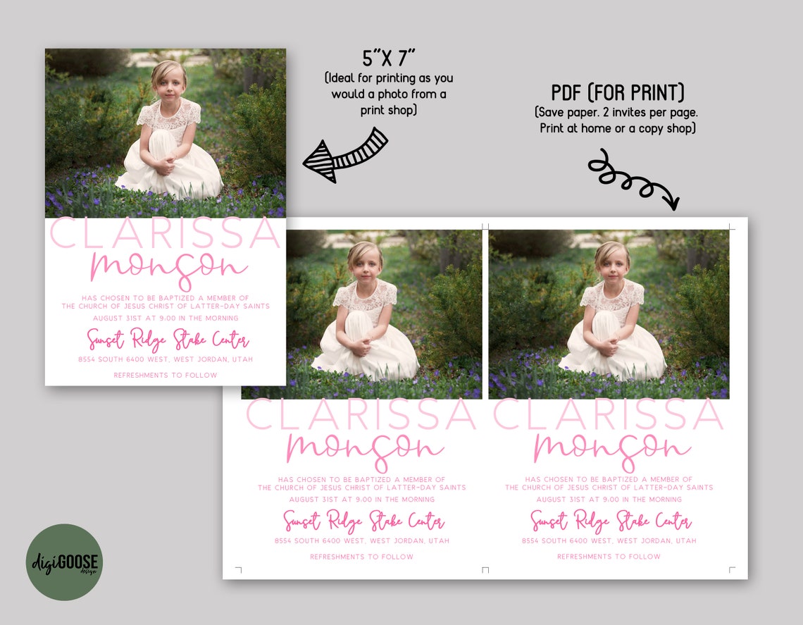 EDITABLE LDS Baptism Invitation Template Printable Baptism - Etsy