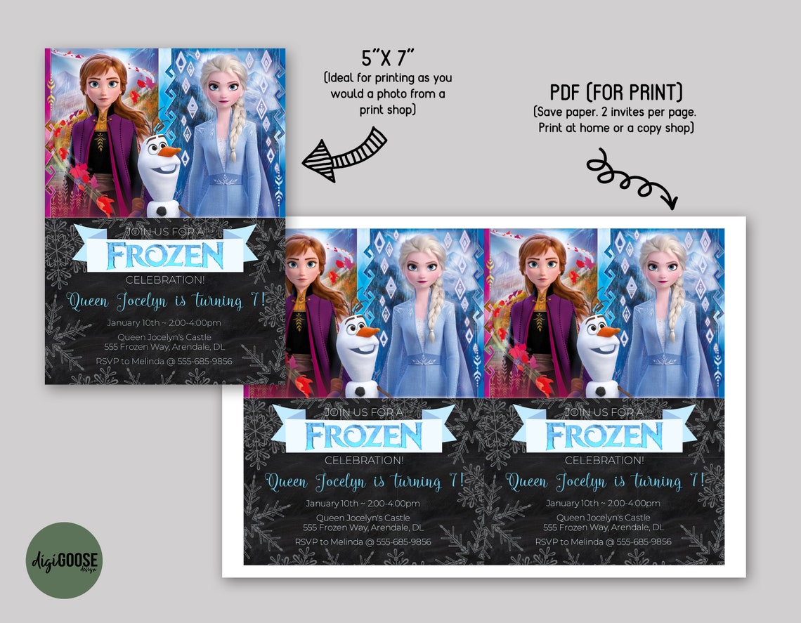 Editable Frozen 2 Invitation Template Printable Frozen Etsy