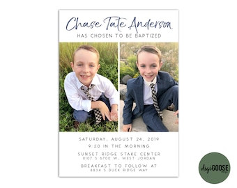SAME DAY // Baptism invitation // Baptism announcement // LDS baptism // Lds Boy Baptism // Personalized // Printable // Christening
