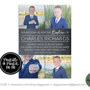 SAME DAY // LDS Baptism Invitation // Lds Boy Baptism Invitations // Baptism Announcement //Boy Lds Invite // Boys Baptism Invitations