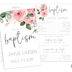 EDITABLE, LDS Baptism Program Template, Printable Baptism Program, Lds girl baptism, Lds baptism, DIY, Editable Template, Floral, watercolor