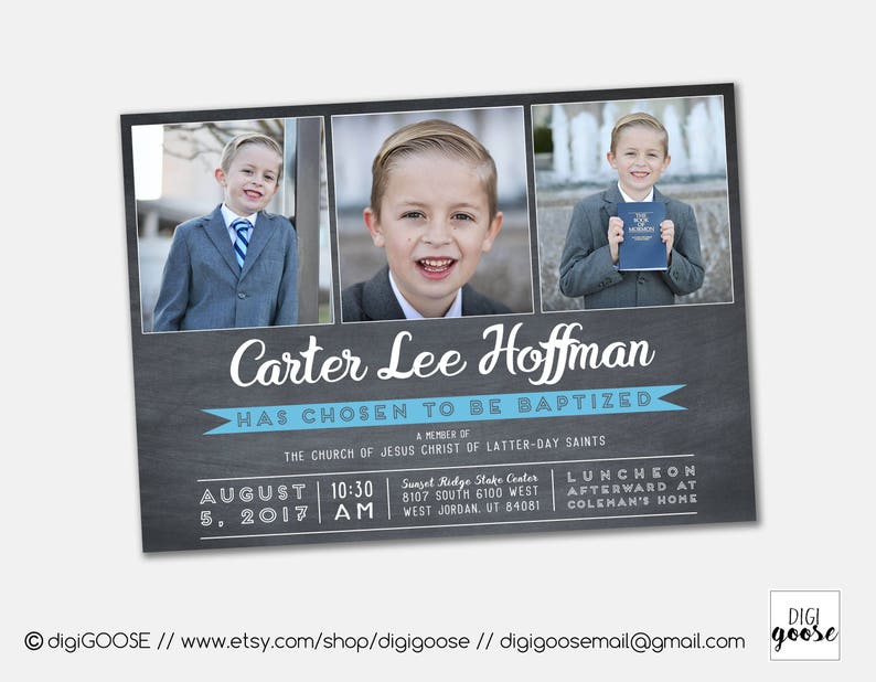 Same Day Lds Baptism Invitation Boy Invite Printable Etsy