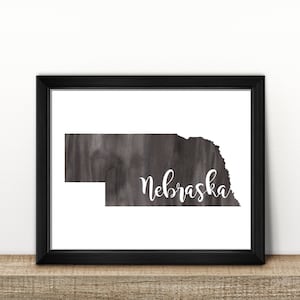 CLEARANCE // NEBRASKA state map // Watercolor art print // Wall Art // Nebraska painting // US state map print // Home Decor // brush