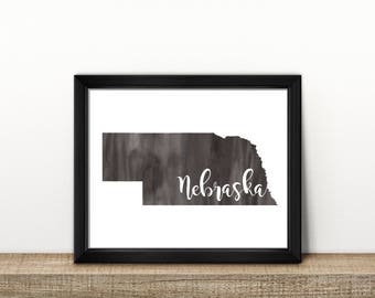 CLEARANCE // NEBRASKA state map // Watercolor art print // Wall Art // Nebraska painting // US state map print // Home Decor // brush