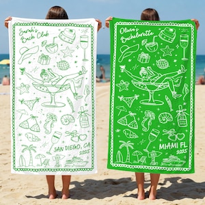 Personalized Bachelorette Beach Towel, Custom Bachelorette Towel, Custom Name and Location Gift for Bride Tribe, Bachelorette Pool Towel