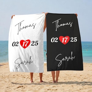 Personalized Mr & Mrs Beach Towel, Custom Honeymoon Gift for Couples, Wedding Vacation Towels, Bride and Groom Matching Towels