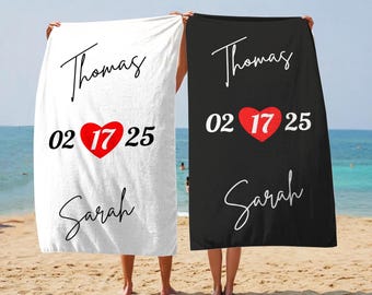 Personalized Mr & Mrs Beach Towel, Honeymoon Wedding Gift