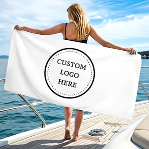 Custom Logo Beach Towel, Beach Towels Logo, Custom Beach Towels With Logo, Beach Towels With Company Logo, Personalized Towel With Logo