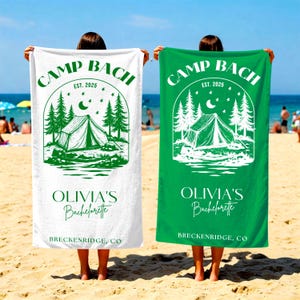 Custom Camp Bach Bachelorette Beach Towel, Bachelorette Party Towels Bulk, Personalized Camp Bachelorette Towels, Bachelorette Trip Gifts