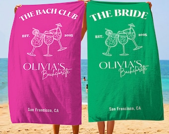 Personalized Bachelorette Party Beach Towel, Custom Bridal Shower Gift