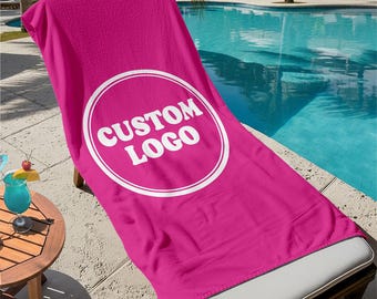 Custom Logo Beach Towel, Personalized Company, Team, University Print