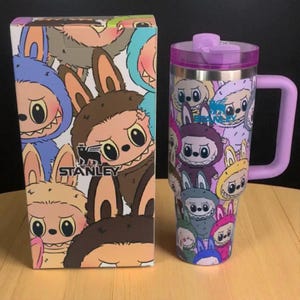 Labubu Themed Stanley Cup | Cute Kawaii Tumbler With Lid  Straw | 9 Adorable Styles | Reusable Travel Mug for Hot & Cold Drinks