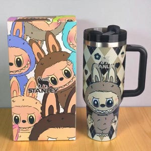 Labubu Themed Stanley Cup | Cute Kawaii Tumbler With Lid  Straw | 9 Adorable Styles | Reusable Travel Mug for Hot & Cold Drinks