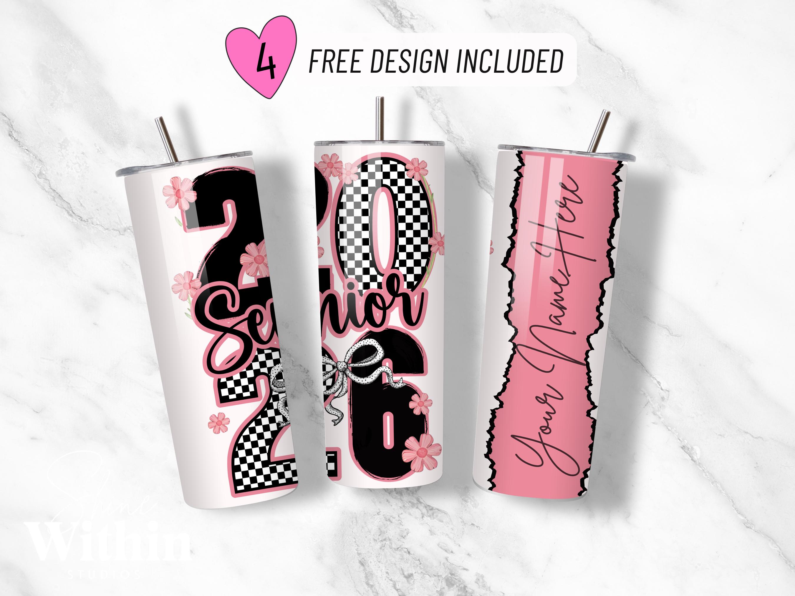 2026 Senior Theme Tumbler Wrap, Custom Senior Tumbler 20oz Skinny Tumbler Sublimation Design, Graduation Checkered Design Tumbler Wrap PNG
