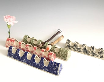 Hand-made Paintbrush Rest, Pattern brush-rest, Porcelain brush-rest. Brush Holder, Zen brush rest, Handmade Pottery Brush Holder,